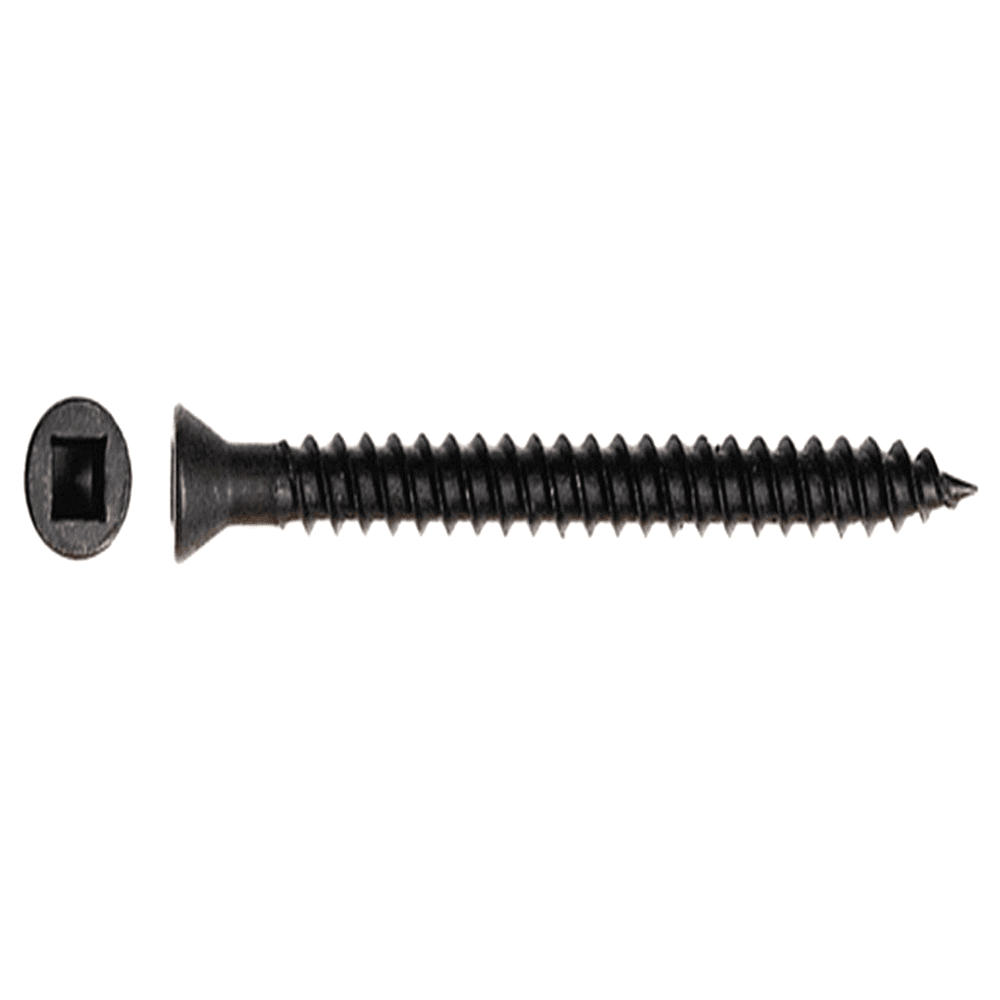 #8 x 1" Flat Head Assembly Screw, Square Drive Coarse Thread with Nibs and Type 17 Auger Point, Black, Box of 11 Thousand by Wurth