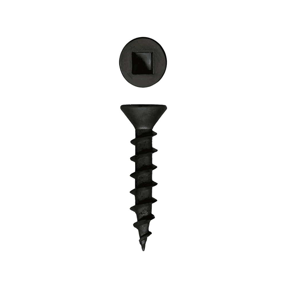 #8 x 1" Flat Head Assembly Screw, Square Drive Coarse Thread with Nibs and Type 17 Auger Point, Black, Box of Thousand by Wurth