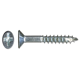 #8 x 1" Flat Head Assembly Screw, Square Drive Coarse Thread with Nibs and Type 17 Auger Point, Zinc, Box of Thousand by Wurth