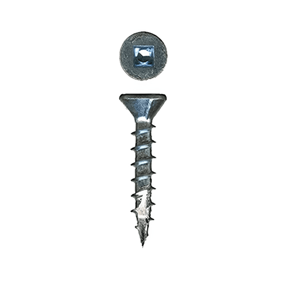 #8 x 1" Flat Head Assembly Screw, Square Drive Coarse Thread with Nibs and Type 17 Auger Point, Zinc, Box of Thousand by Wurth