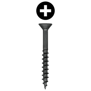 #8 x 2" Flat Head Assembly Screw, Phillips Drive Coarse Thread and Regular Point, Black, Box of 4 Thousand by Wurth
