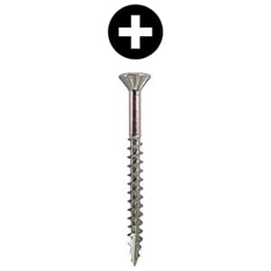 #8 x 2-1/2" Flat Head Assembly Screw, Phillips Drive Coarse Thread with Nibs and Type 17 Auger Point, Zinc, Box of 2.5 Thousand by Wurth