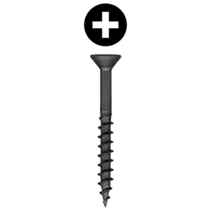 #8 x 2-1/2" Flat Head Assembly Screw, Phillips Drive Coarse Thread and Regular Point, Black, Box of 2.5 Thousand by Wurth