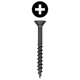 #8 x 2-1/2" Flat Head Assembly Screw, Phillips Drive Coarse Thread and Regular Point, Black, Box of 2.5 Thousand by Wurth