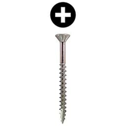 #8 x 2-1/4" Flat Head Assembly Screw, Phillips Drive Coarse Thread with Nibs and Type 17 Auger Point, Zinc, Box of 3.5 Thousand by Wurth