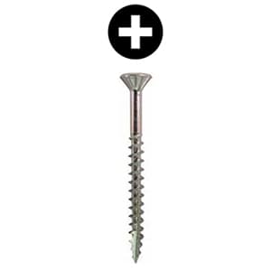 #8 x 2-1/4" Flat Head Assembly Screw, Phillips Drive Coarse Thread with Nibs and Type 17 Auger Point, Zinc, Box of Thousand by Wurth