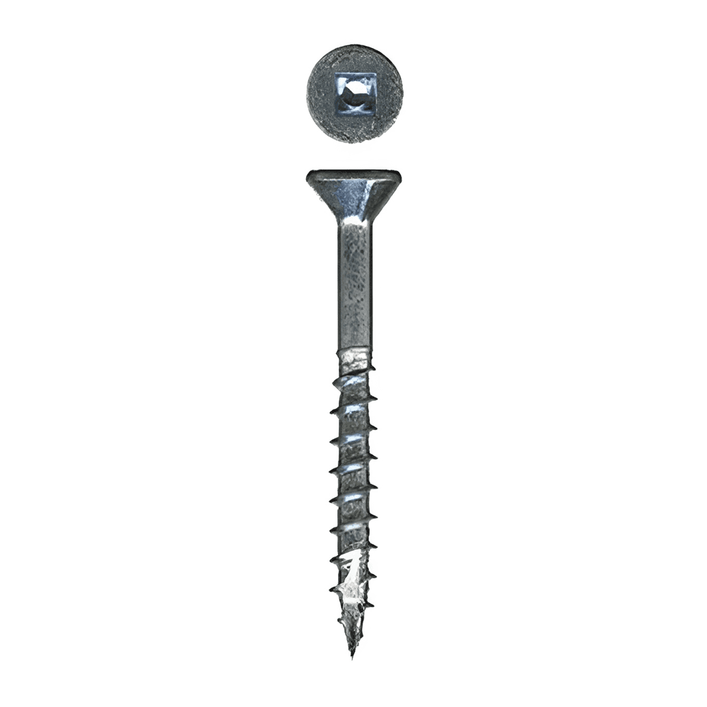 #8 x 1-1/4" Flat Head Assembly Screw, Square Drive Coarse Thread with Nibs and Type 17 Auger Point, Zinc, Box of Thousand by Wurth