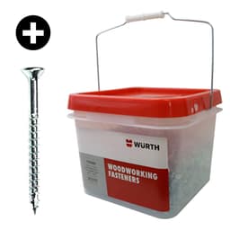 #8 x 2-1/4" Flat Head Assembly Screw, Phillips Drive Coarse Thread with Nibs and Type 17 Auger Point, Zinc, Bucket of 2.5 Thousand by Wurth