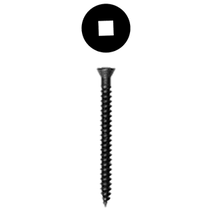 #8 x 3" Flat Head Trim Head Screw, Square Drive Twinfast Thread and Sharp Point, Black, Box of Hundred by Wurth