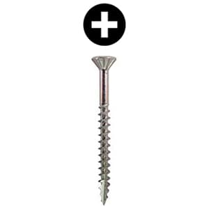 #8 x 3" Flat Head Assembly Screw, Phillips Drive Coarse Thread with Nibs and Type 17 Auger Point, Zinc, Box of Thousand by Wurth