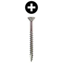 #8 x 3" Flat Head Assembly Screw, Phillips Drive Coarse Thread with Nibs and Type 17 Auger Point, Zinc, Box of Thousand by Wurth