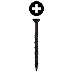 #8 x 1-5/8" Flat Head Assembly Screw, Phillips Drive Coarse Thread with Nibs and Type 17 Auger Point, Black, Bucket of 3.5 Thousand by Wurth
