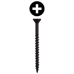 #8 x 2-1/2" Flat Head Assembly Screw, Phillips Drive Coarse Thread with Nibs and Type 17 Auger Point, Black, Bucket of 2.5 Thousand by Wurth