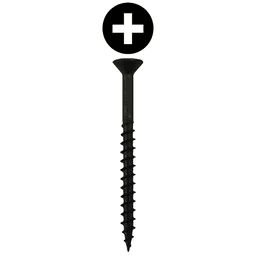 #8 x 2-1/4" Flat Head Assembly Screw, Phillips Drive Coarse Thread with Nibs and Type 17 Auger Point, Black, Bucket of 2.5 Thousand by Wurth