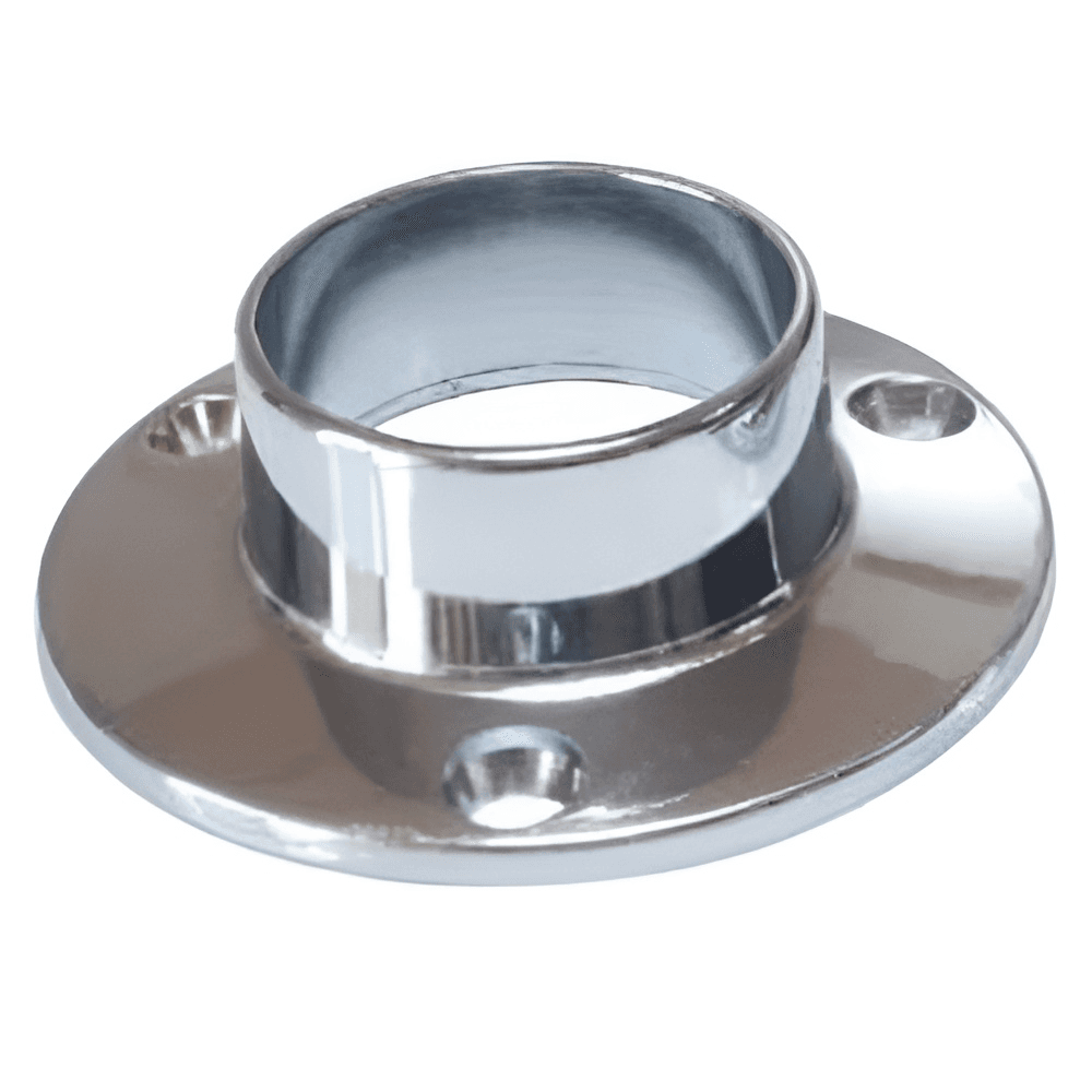 32mm Diameter Closed Flange for Round Closet Rods, Polished Chrome Finish