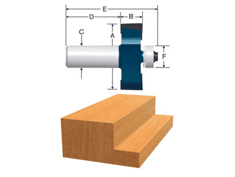 1-1/4" x 2" Rabbet Bit, 2-Flute, 1/4" Shank, Carbide Tipped