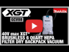 Video: 40V max XGT Brushless Cordless 6 Quart HEPA Filter Dry Backpack Vacuum (GCV08)