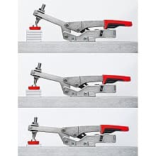 Auto-Adjust Horizontal Toggle Clamp, 1/2" - 1-1/4" Throat Depth