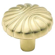 1-7/32" Natural Elegance Round Shell Knob, Sterling Brass