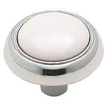 1-3/16" Everyday Heritage Round Knob, White/Polished Chrome, 15/16" Projection