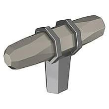 2-1/2" London T-Knob, Satin Nickel/Black Chrome