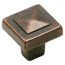 1-1/8" Forgings Square Knob, Rustic Bronze