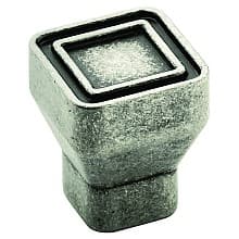 15/16" Polara Square Knob, Aged Pewter