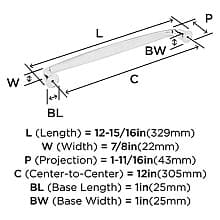 12" Kane Appliance Pull, 12-15/16" Length