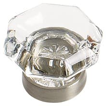 1-1/16" Traditional Classics Crystal Knob, Clear/Satin Nickel