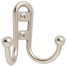 2-3/4" x 2-7/8" Double Prong Robe Hook, Silver