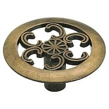 1-1/2" Everyday Heritage Round Knob, Antique Brass, 3/4" Projection
