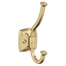 5-1/4&quot; x 5-1/4&quot; Kinsale Double Prong Decorative Wall Hook, Polished Chrome