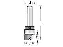 5/8" x 1-3/4" Flush Trim Plunge Template, 2-Flute with Upper Ball Bearing, 1/4" Shank