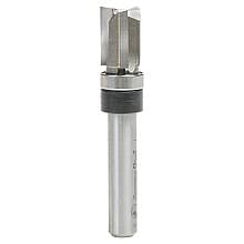 3/8" x 2" Flush Trim Plunge Template Router Bit with Upper Ball Bearing, 3-Flute, 1/4" Shank