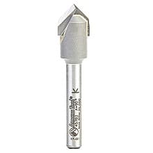 1/2" x 2-1/4" Zero Point V-Groove Router Bit, 2-Flute, 1/4" Shank