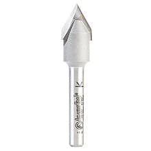 1/2" x 2-1/4" 60° Zero Point V-Groove Router Bit, 2-Flute, 1/4" Shank