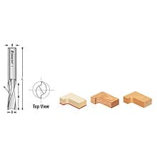 1/16" x 2 Up-Cut Spiral Plunge Bit, 2-Flute, 1/4" Shank (5/Pack)
