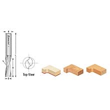 1/8" x 2-1/2" Up-Cut Spiral Plunge Bit, 2-Flute, 1/4" Shank (5/Pack)