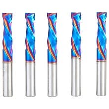 3/8" x 1-1/4" 5-Piece CNC Solid Carbide Spektra Extreme Tool Life Coated Compression Spiral Bit, 3/8" Shank