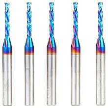 1/8" x 13/16" 5-Piece CNC Solid Carbide Spektra Extreme Tool Life Coated Compression Spiral Bit, 1/4" Shank