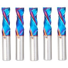 5 1/2" x 1-1/4" 5-Piece CNC Solid Carbide Spektra Extreme Tool Life Coated Compression Spiral Bit, 1/2" Shank