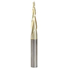 1/16" x 2-23/64" 2D/3D Carving Tapered Ball Tip Up-Cut Spiral Router Bit, 2-Flute, 1/4" Shank