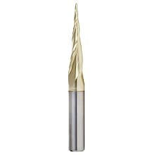 1/32" x 2-1/4" CNC 2D/3D Carving Tapered Ball Tip Up-Cut ZrN Coated Spiral Router Bit, 3-Flute, 1/4" Shank