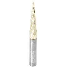 1/16" x 3" CNC 2D/3D Carving Tapered Ball Tip Up-Cut ZrN Coated Spiral Router Bit, 4-Flute, 1/4" Shank