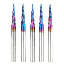 1/16" x 3" CNC 2D/3D Carving Tapered Ball Tip Up-Cut Spektra Spiral Router Bit, 4-Flute, 1/4" Shank (5 Pack)