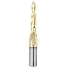 1/4" x 4" CNC 2D/3D Carving 3° Tapered Ball Tip Up-Cut ZrN Coated Spiral Router Bit, 2-Flute, 1/2" Shank