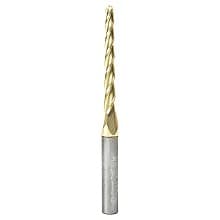 1/8" x 3" CNC 2D/3D Carving 1° Tapered Ball Tip Up-Cut ZrN Coated Spiral Router Bit, 3-Flute, 1/4" Shank