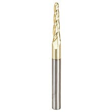 1/8" x 3" CNC 2D/3D Carving Tapered Ball Tip Up-Cut ZrN Coated Spiral Router Bit, 3-Flute, 1/4" Shank