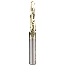 1/8" x 2-1/4" CNC 2D/3D Carving Tapered Ball Tip Up-Cut ZrN Coated Spiral Router Bit, 3-Flute, 1/4" Shank