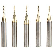 1/16" Dia x 5/16" 2D/3D Carving Flat Bottom ZrN Coated Router Bit, 3 Flute, 1/4" Shank (5/Pack)